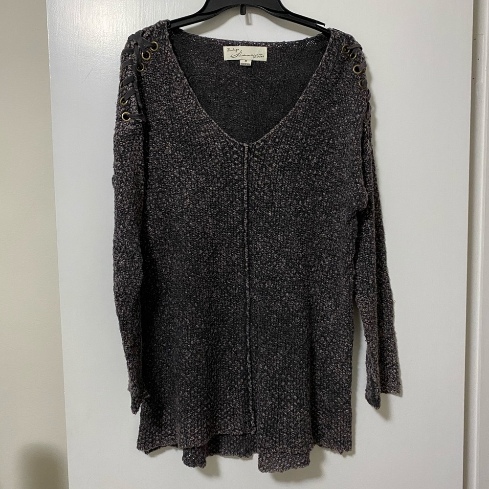 Vintage Havana Boutique Tunic Sweater Medium Gray